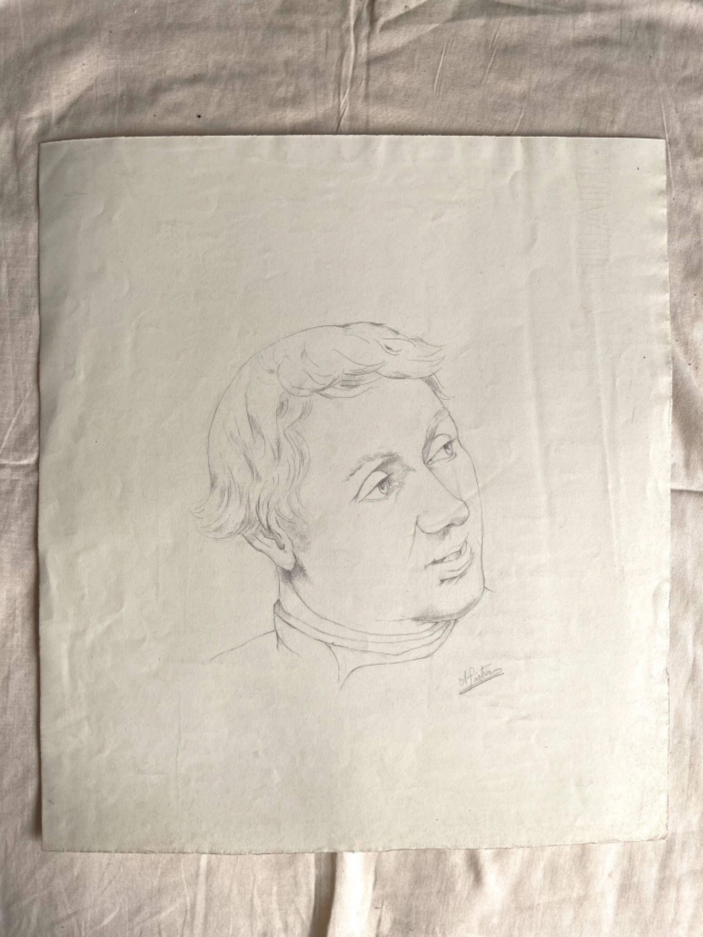 Disegno a matita su carta, figura maschile.Arturo Pietra.Bologna.