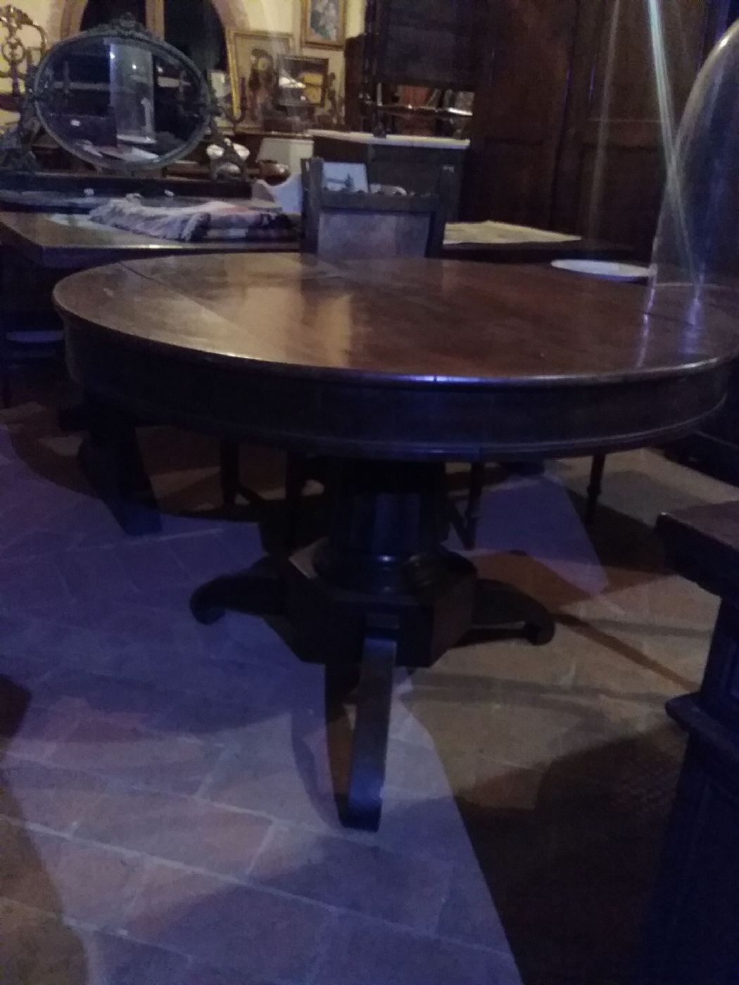 Table lombarde en noyer 120 x 82 style Empire début 1800, 2 tiroirs, classique lombarde, garantie légale