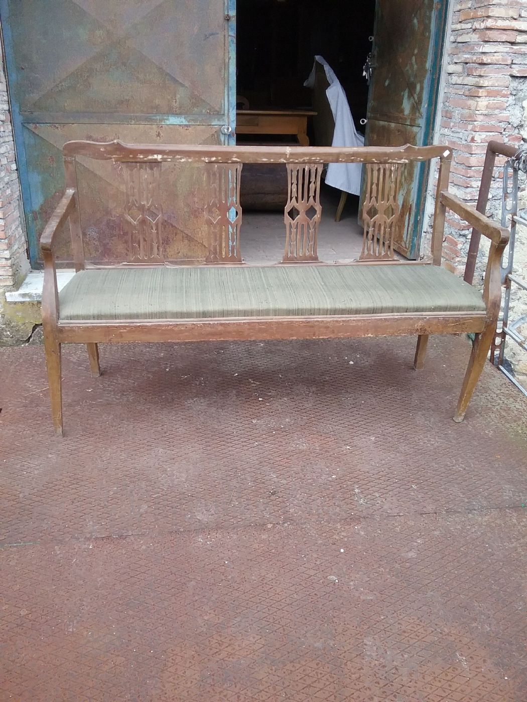 Luigi XVI cherry wood sofa from Lucca, 1700s, 152x47x94, legal warranty