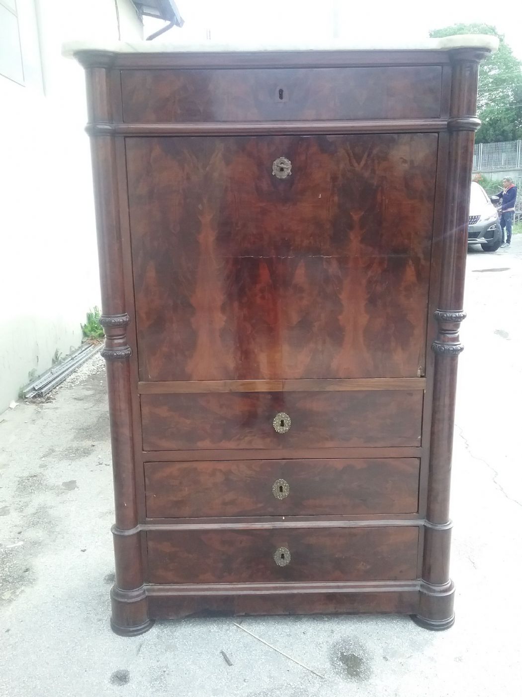 Secretaires in mogano interno legno chiaro acero segreti genoa a modo peters maker mobile perfetto in patina  mamo bianco carrara h162xp44xl100  garanzia termini di legge 