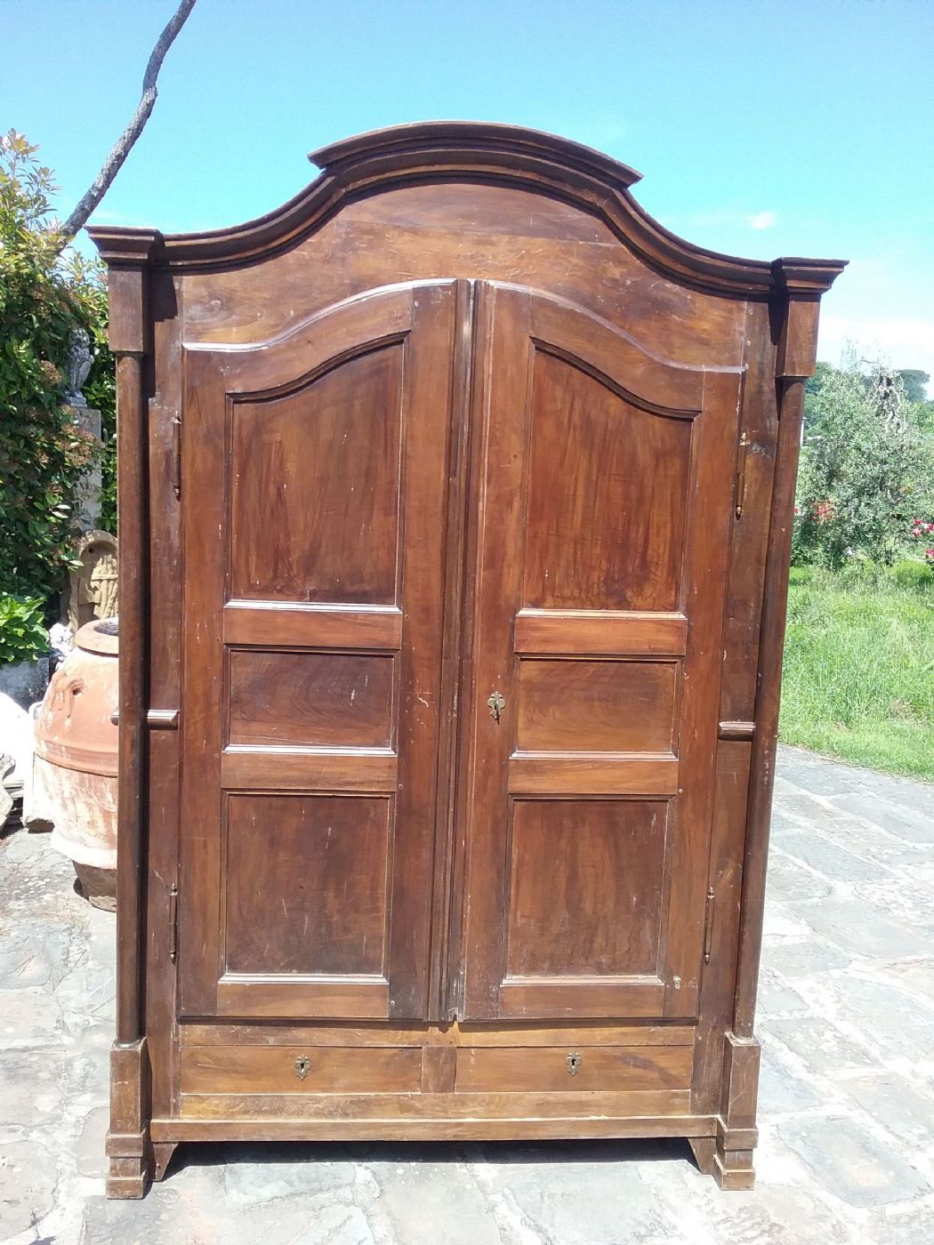 Bell armdio in noce piemontese in prima patina originale 140x50x225 primo impero italiano epoca primi 1800 garanzia termini di legge 