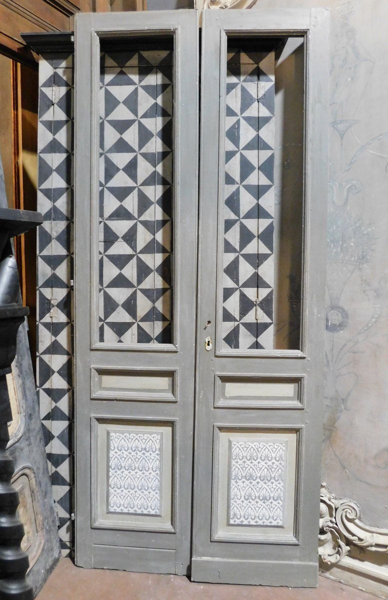 ptl510 - porta de vidro de duas folhas, século XX, 103 cm L x 234 cm A
