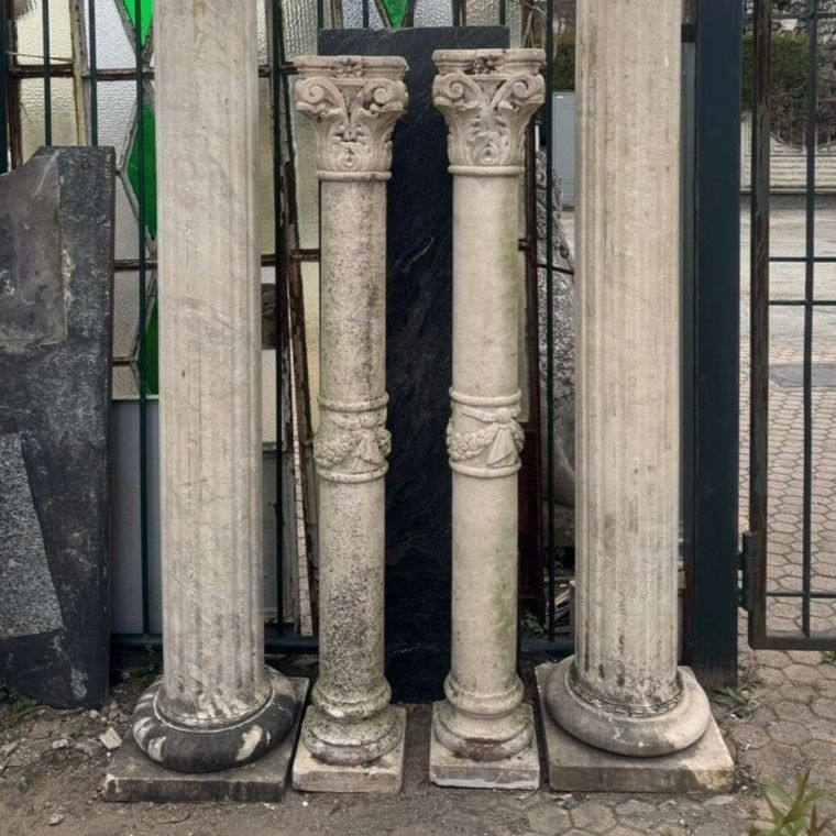 DARS709 - Par de columnas de piedra, siglo XIX, medidas 26 cm de ancho x 126 cm de alto x 26 cm de profundidad