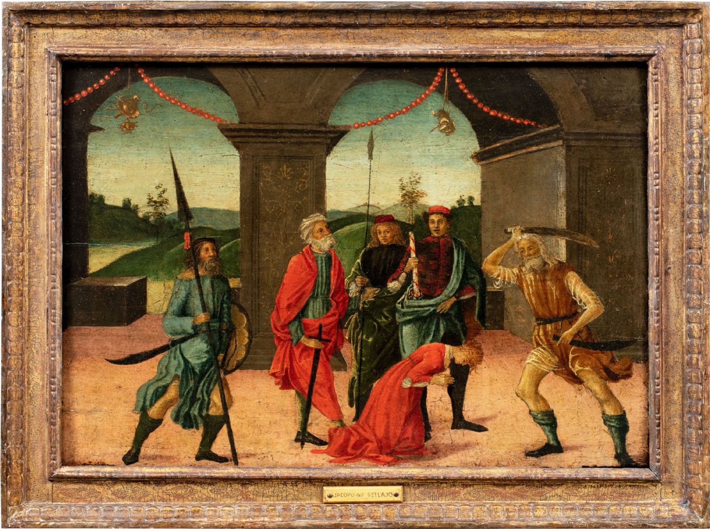 Vincenzo di Antonio Frediani (Lucca 1481 - 1504) - Predella with the beheading of a saint.