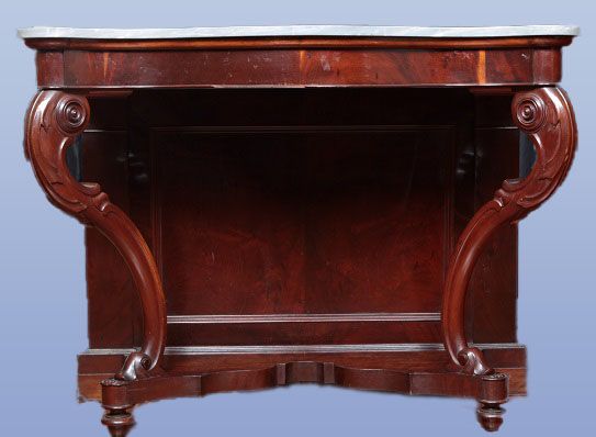 Antica consolle francese del 1800 stile Luigi Filippo in mogano con piano in marmo