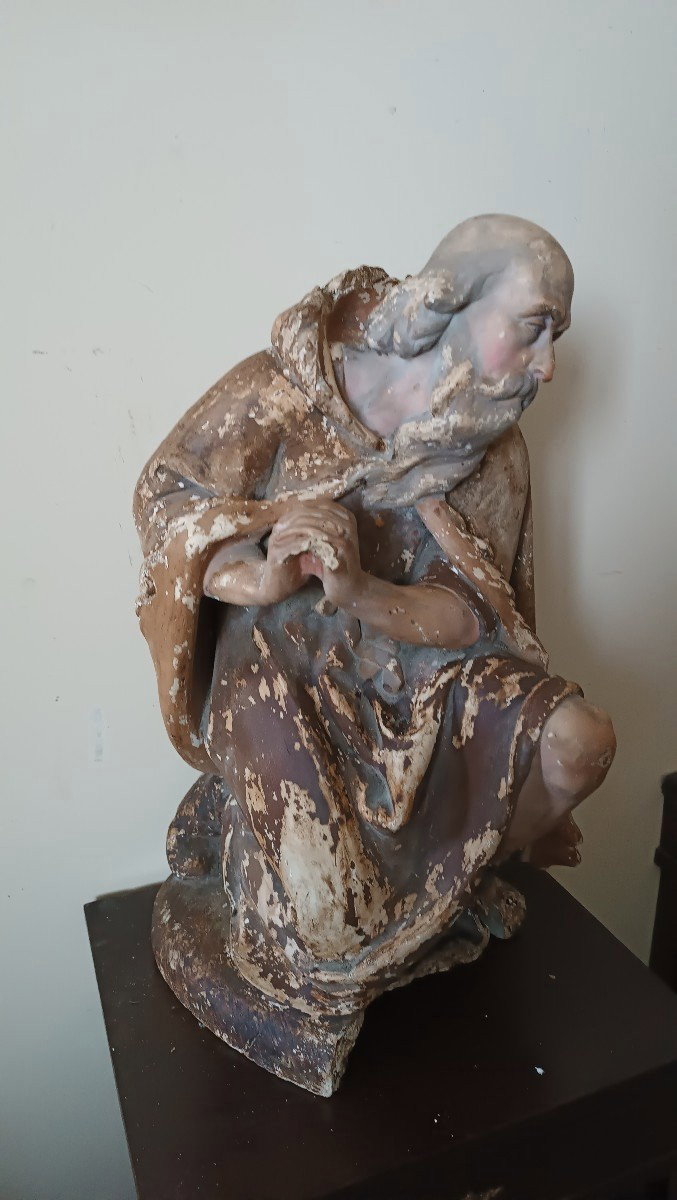 Grande scultura in gesso ,pastore da presepe della fine del XVIII secolo 1791