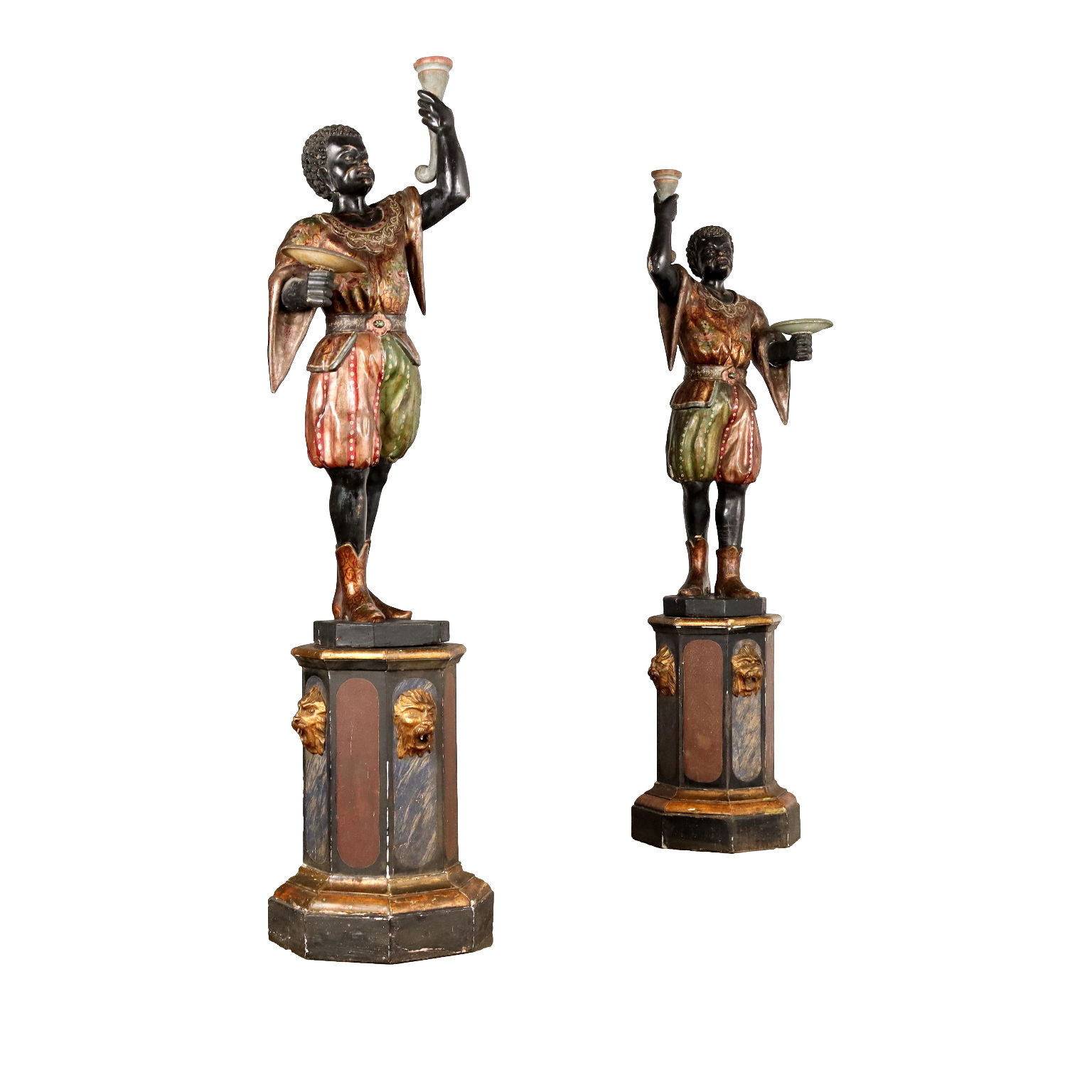 Paire de Maures Vénitiens Porte-bougies, Venise, première moitié du XIXe siècle