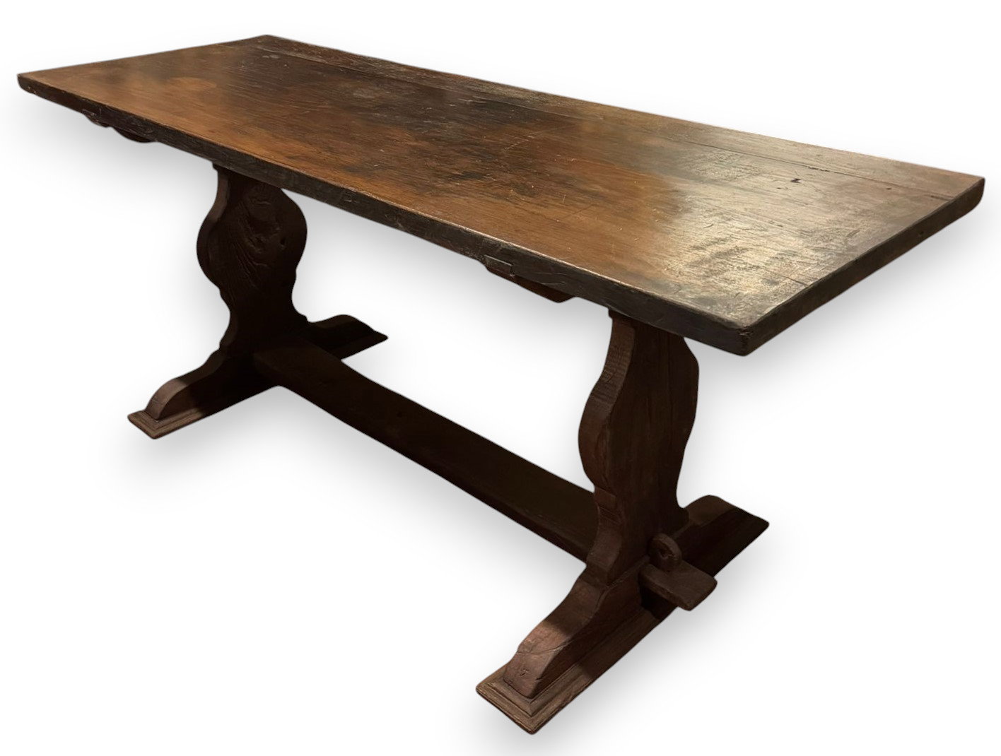 TAV324 - Nussholztisch, 19. Jahrhundert, Maße cm L 200 x T 71 x H 83