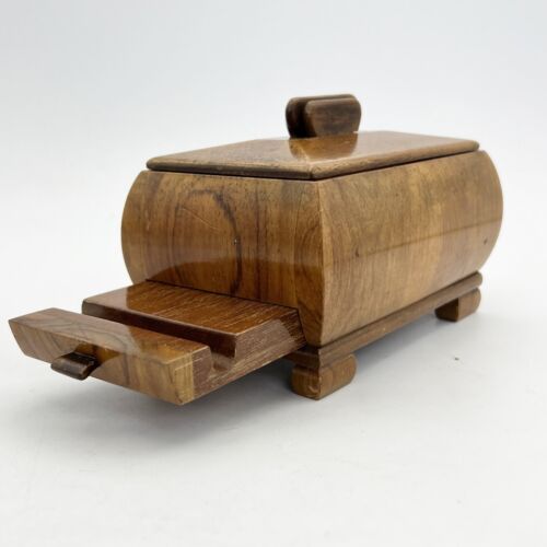 Antike Zigarettenbox aus Holz im Art-Déco-Stil der 40er Jahre