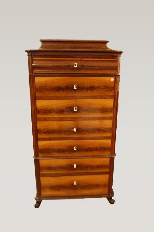 Semanal antigo de 1800 Biedermeier em pena de mogno louro