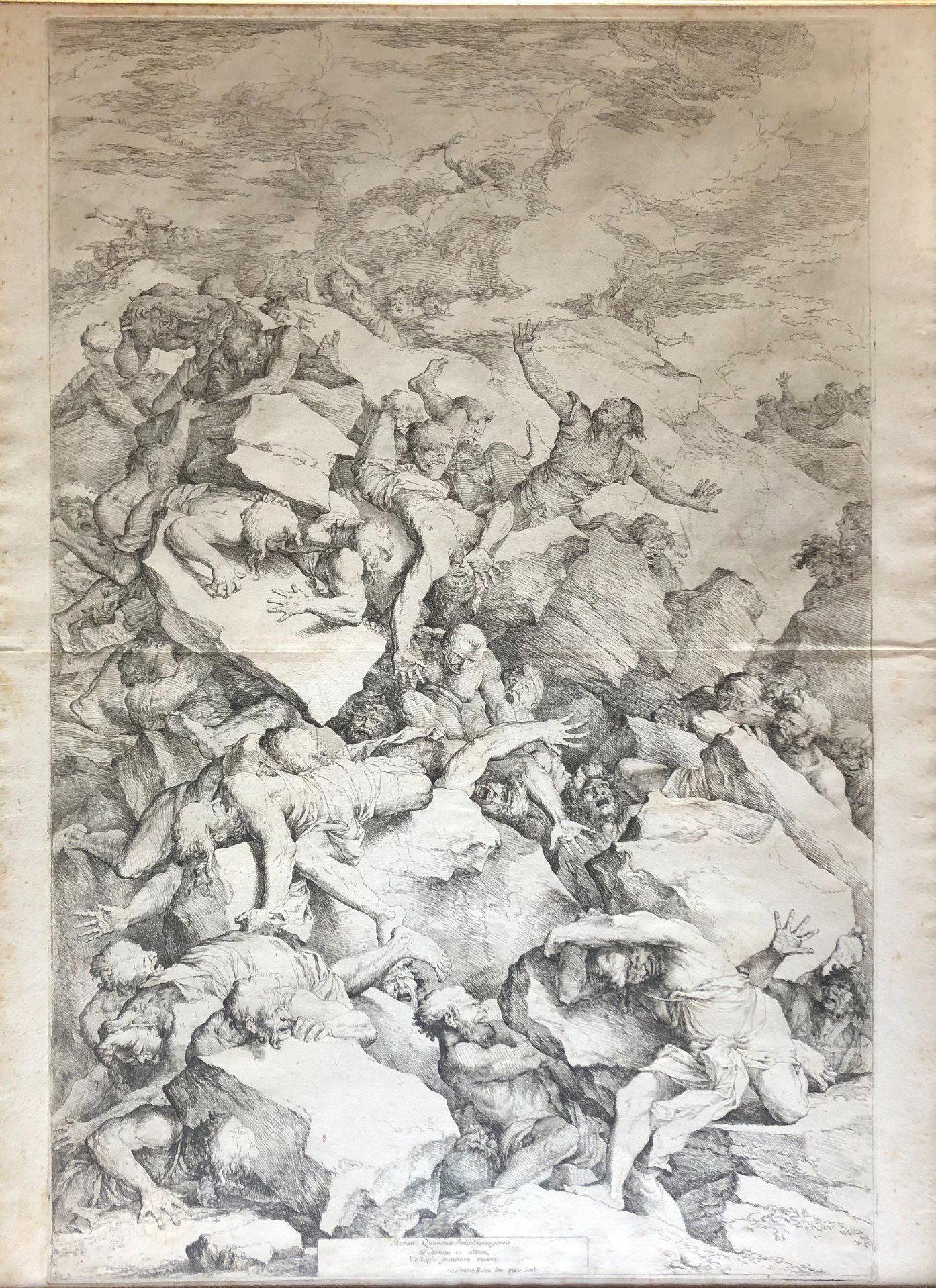 Salvator Rosa - "La chute des géants" - "Œdipe" - Gravures à l'eau-forte et à la pointe sèche - Tirage contemporain - Filigrane lis dans un double cercle - cm 72x47