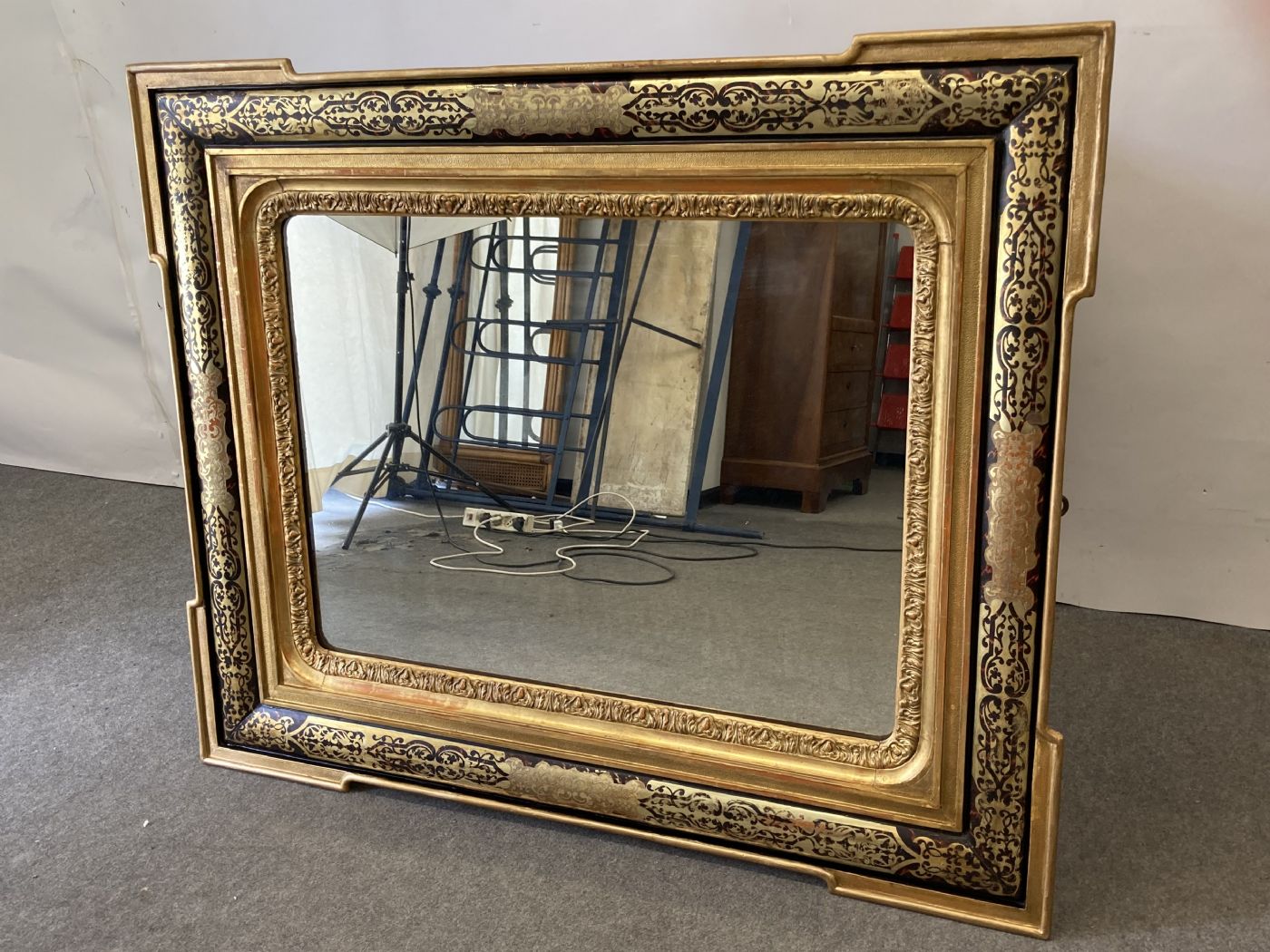 Antiker Boulle-Spiegel Napoleon III, 1880. 122 x 101 cm, Fantastischer Antiquitäten-Spiegelrahmen!!!