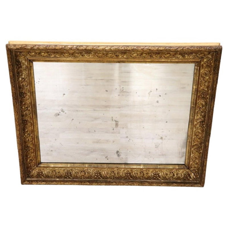 Specchiera antica epoca Art Nouveau legno dorato in foglia oro inizio XX secolo 