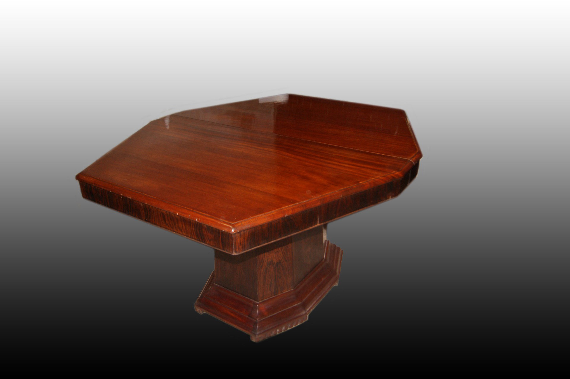 Mesa francesa estilo Decó de principios del siglo XX en madera de caoba y ébano