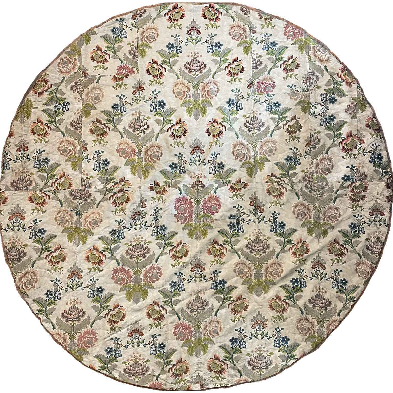 18th Century Italian Round Embroidered Tablecloth