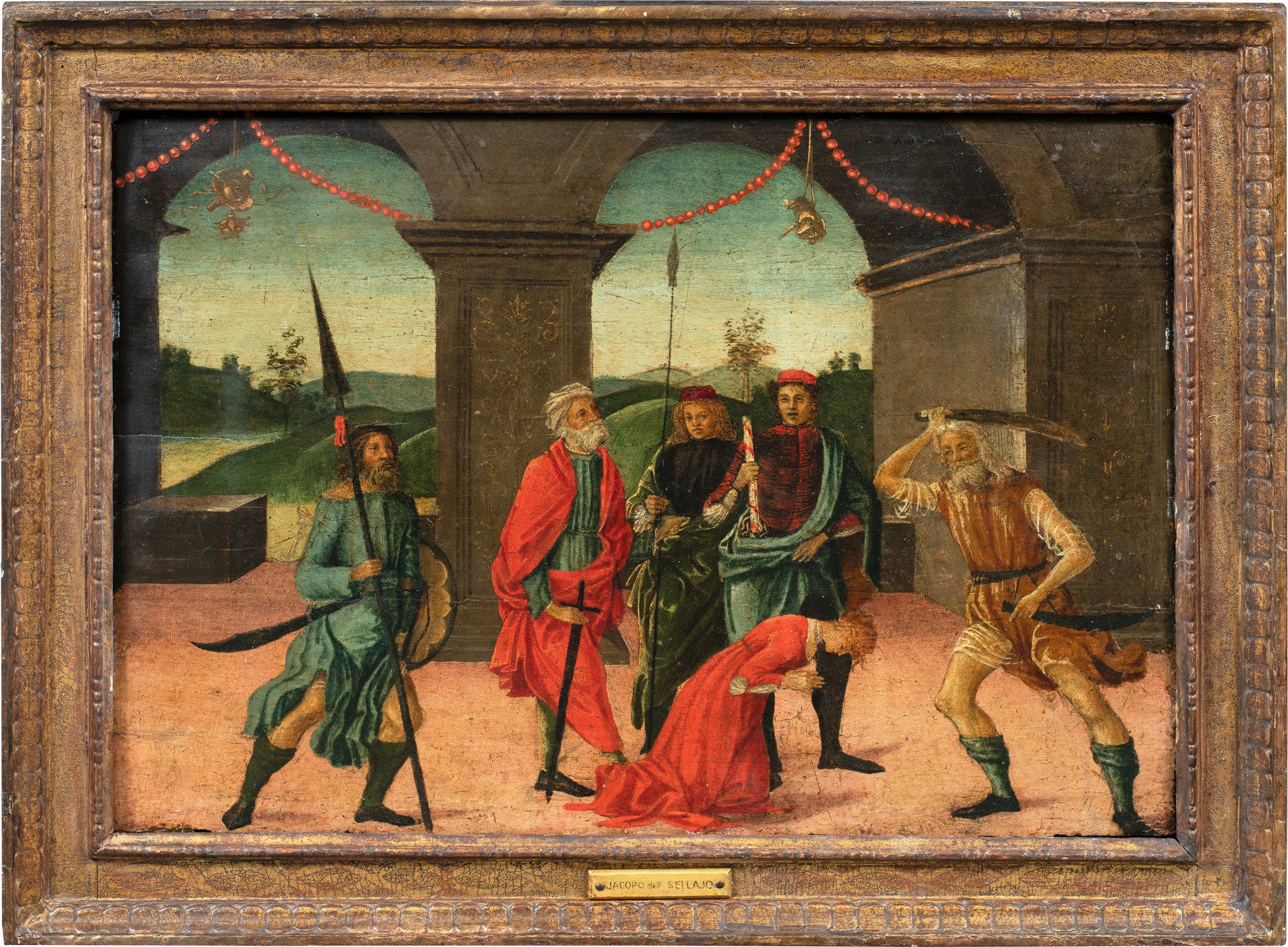 Vincenzo di Antonio Frediani (Lucca 1481 - 1504) - Prédelle avec la décollation d'une sainte.