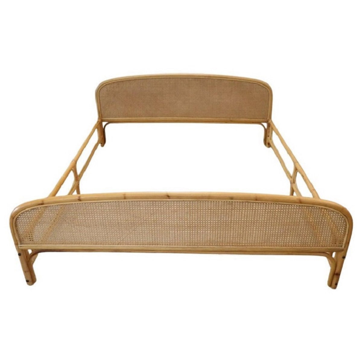 Vintage-Bett aus Bambus und Wiener Geflecht aus den 80er Jahren, PREIS VERHANDELBAR