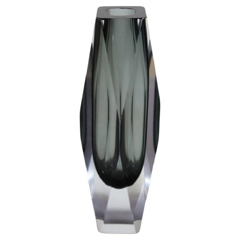 Smoked gray vase by Flavio Poli for Mandruzzato, Murano, 1960s PRICE NEGOTIABLE