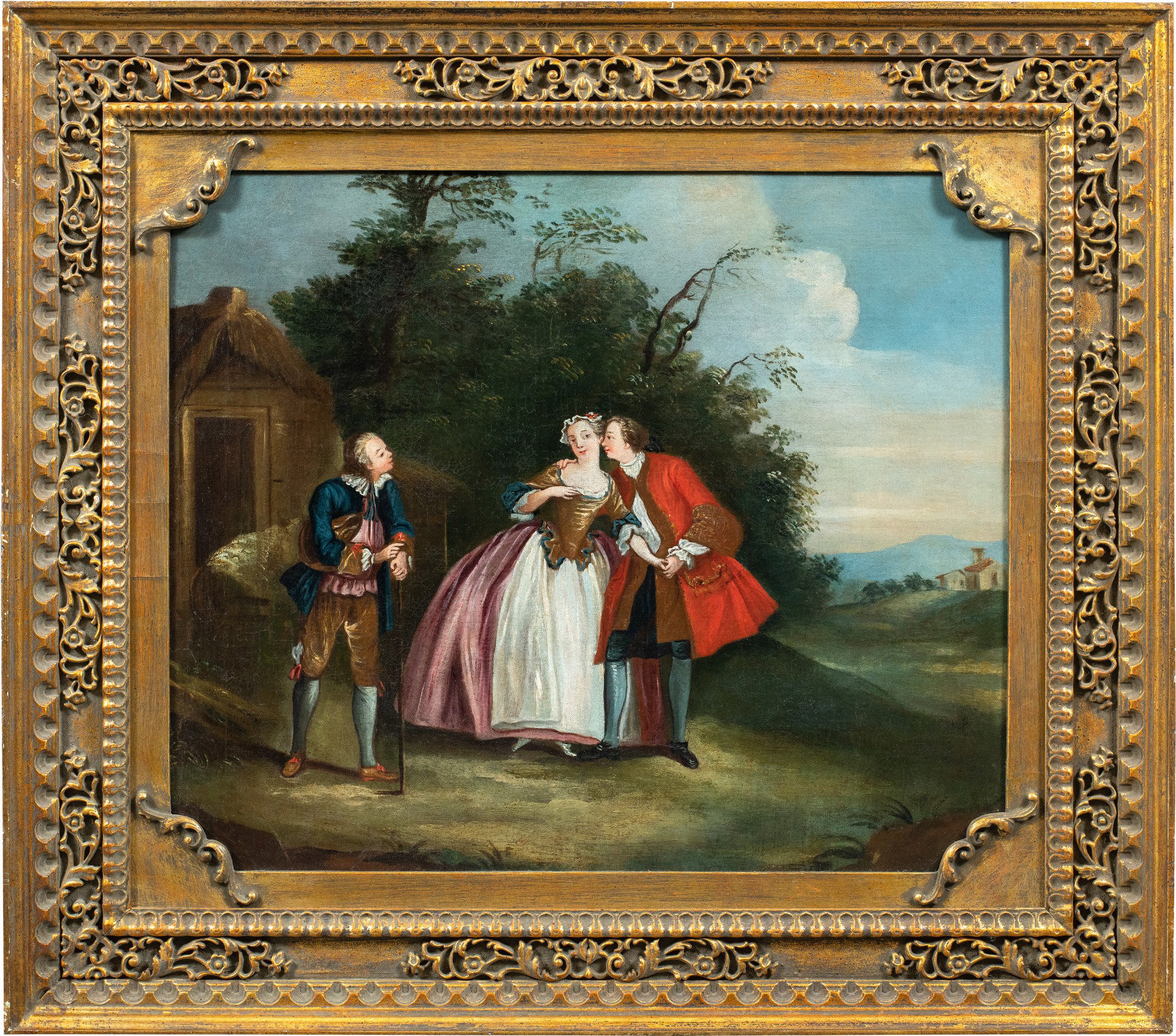 Follower of Nicolas Lancret (Paris 1690 - Paris 1743) - Gallant scene in a landscape.