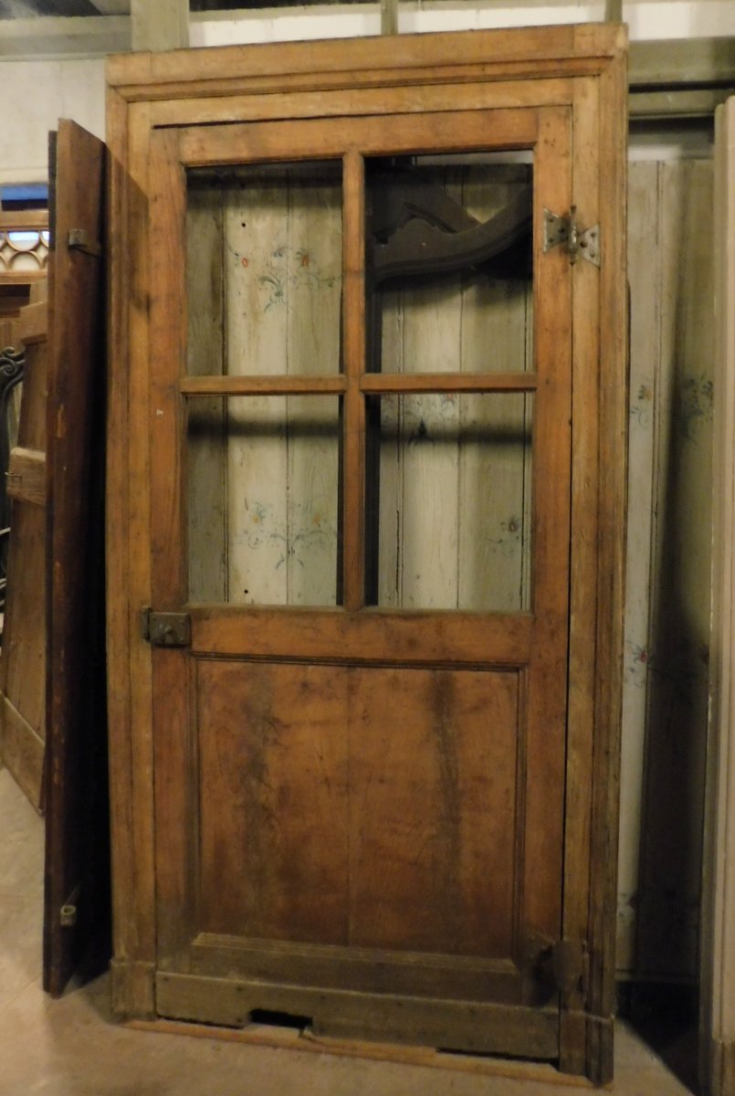 pti650 - glass door with frame, 18th century, max dimensions cm W 116 x H 228
