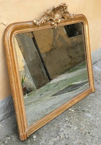 Specchiera Caminiera Luigi Filipp antica Legno Dorata Oro Zecchino Originale
