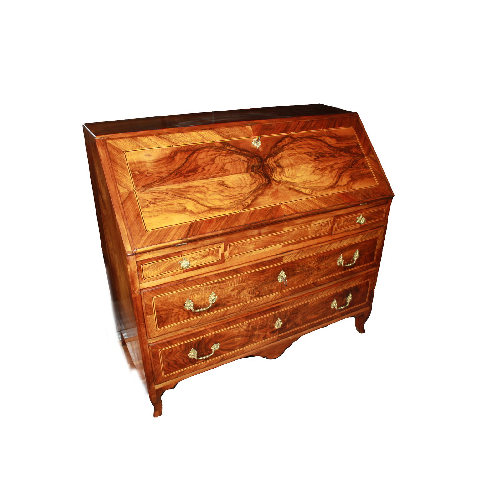 Early 1800s French Transition style drop-front desk in Walnut Wood