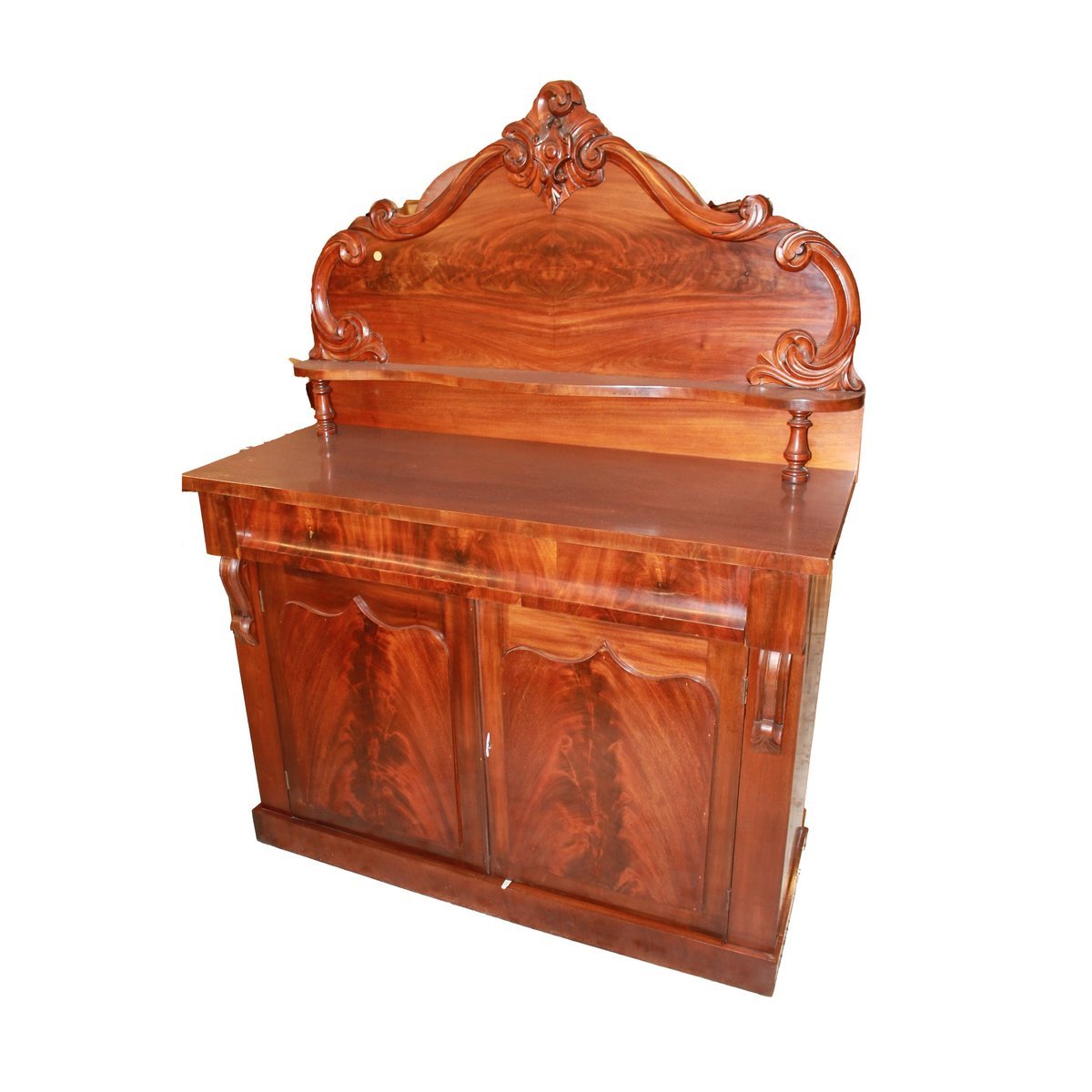 Credenza com Cristaleira entalhada Estilo Biedermeier em Mogno do século XIX