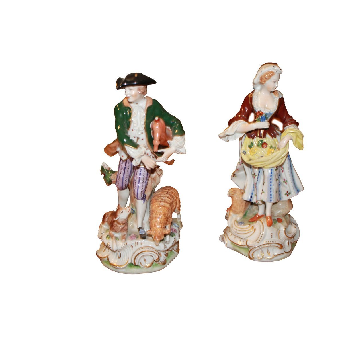 Couple de figurines en porcelaine allemande, manufacture Meissen