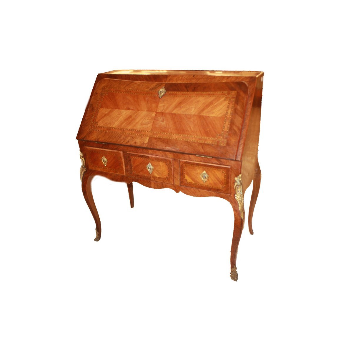 French slant-top desk, Louis XV style, with chevron marquetry, early 19th century