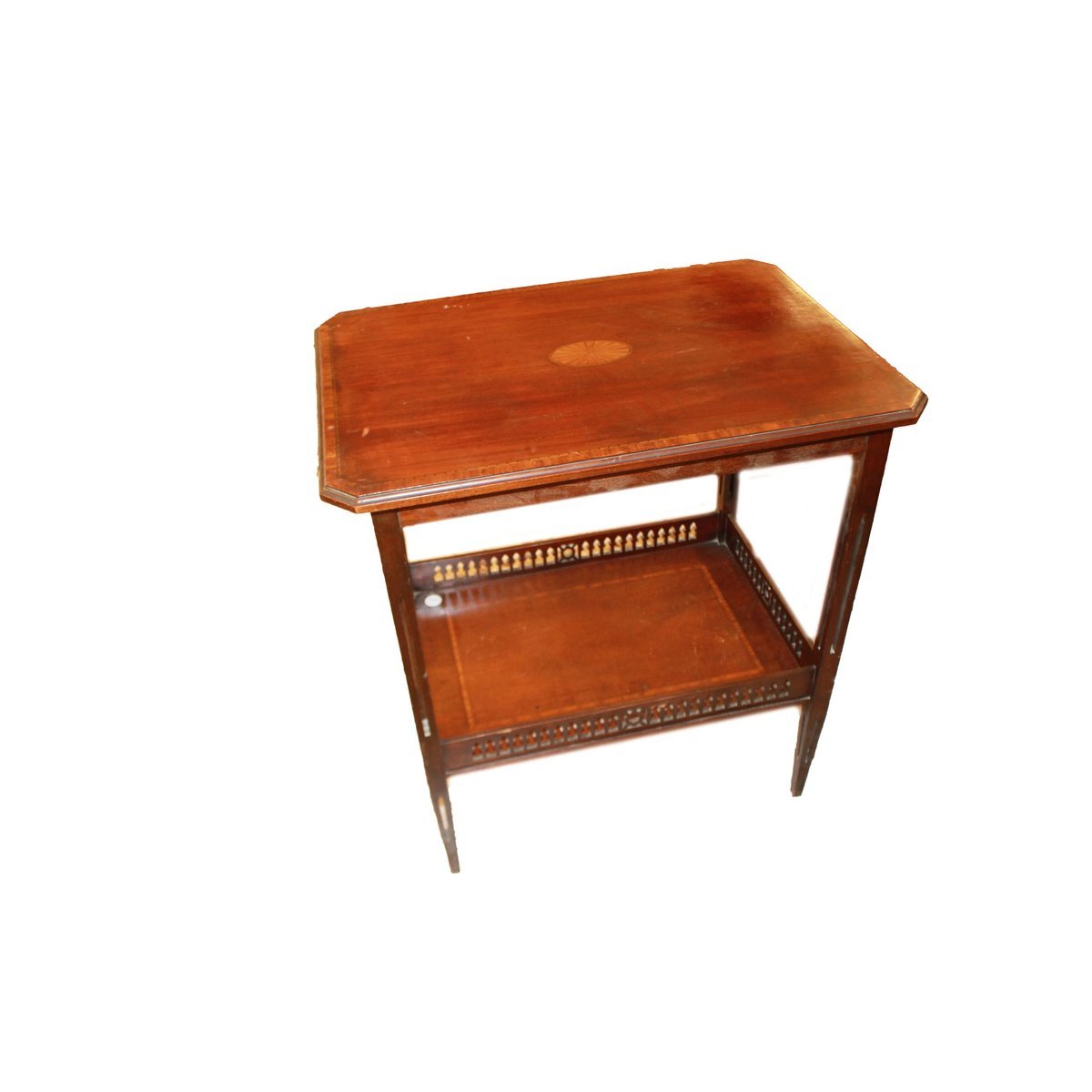Victorian two-tier mahogany occasional table with inlay