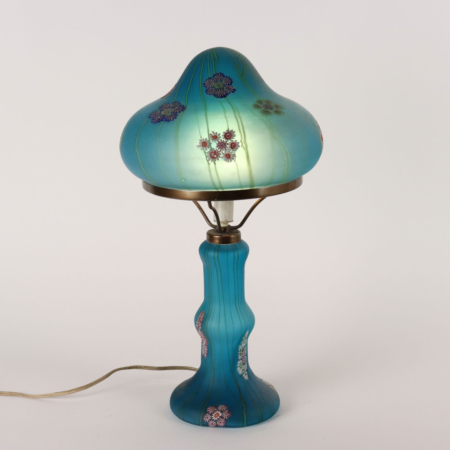 Vintage Millefiori Tischlampe F.lli Toso Glas Italien 50er Jahre