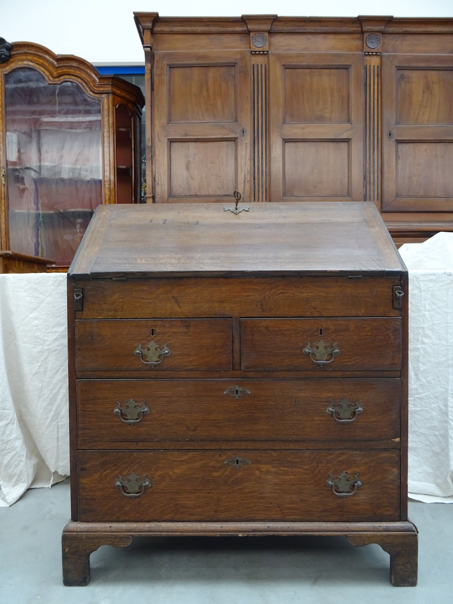 Piccola ribalta in rovere metà 1800 Vittoriano Inglese