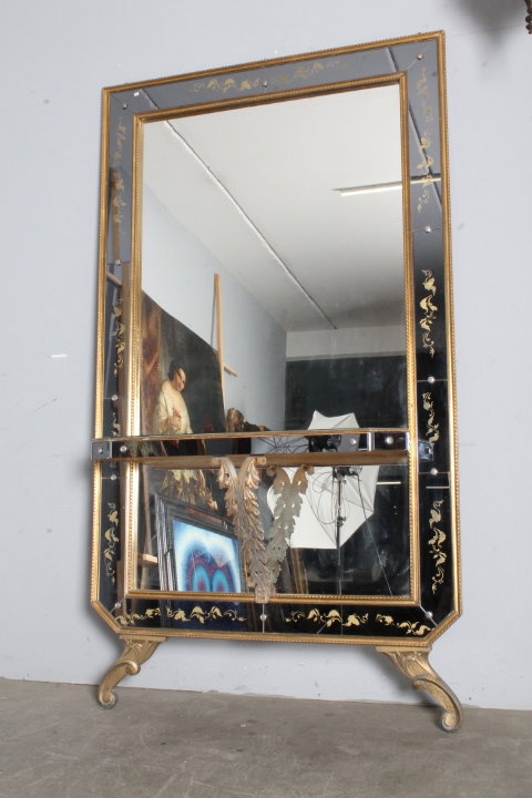 Miroir sur pied/mural Murano années 60 Cristal Art design. Dim. 202L 114. Design Pier Luigi Colli