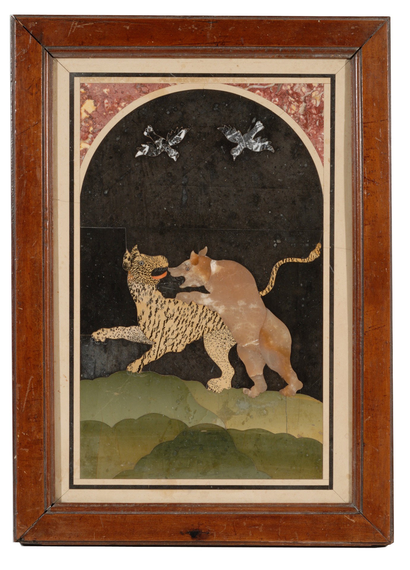 Opificio delle Pietre Dure (Florence, vers 1680), Combat entre un ours et un tigre, incrustation en pierres dures