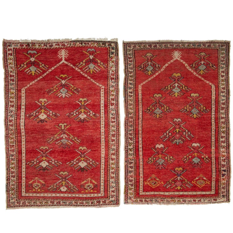 Coppia di antichi tappeti preghiera turchi KIRSHEIR - n.460-461