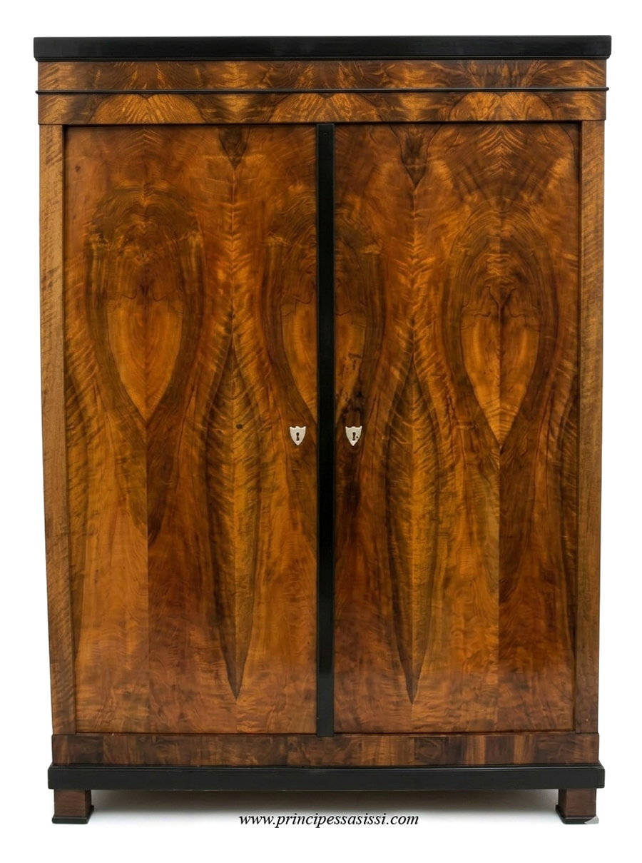 Vienne 1815-20. Cercle de Joseph Danhauser. Magnifique armoire-garde-robe Biedermeier viennoise d'une beauté unique et rare