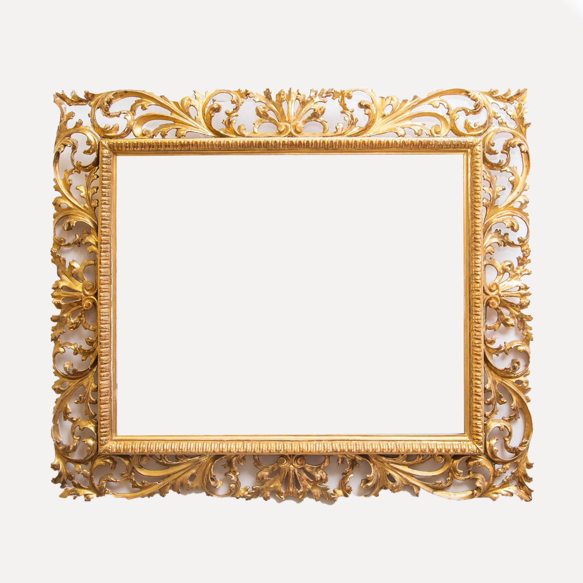 Gilded wooden mirror frame, finely carved, 19th century