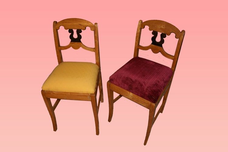 Juego de 6 sillas estilo Biedermeier del siglo XIX en madera de abedul