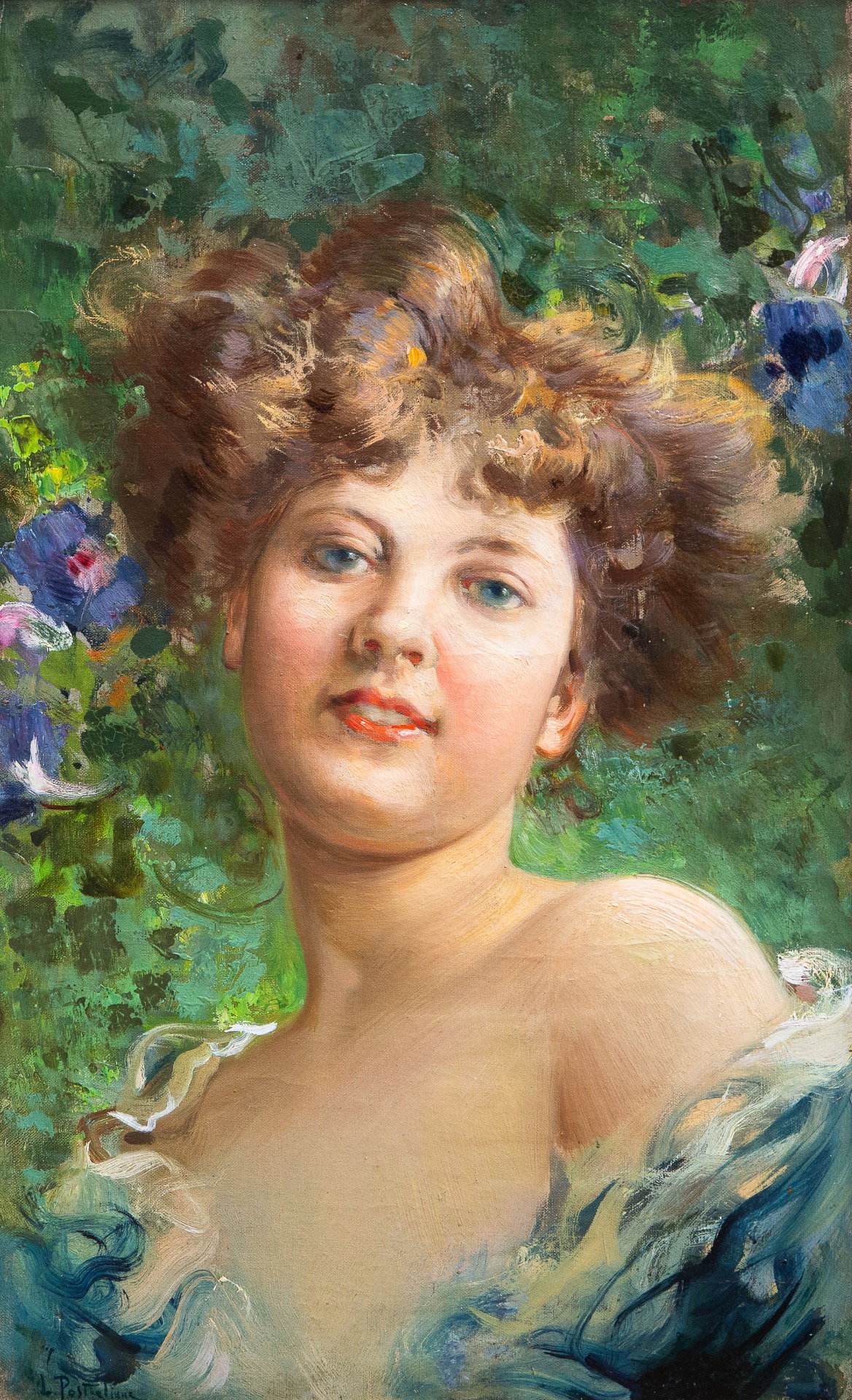 Luca Postiglione, "la Bella Napoletana", olio su tela, firmato, Anni '20/'30, Luca Postiglione, ‘La Bella Napoletana’, oil on canvas, signed, 1920s/1930s
