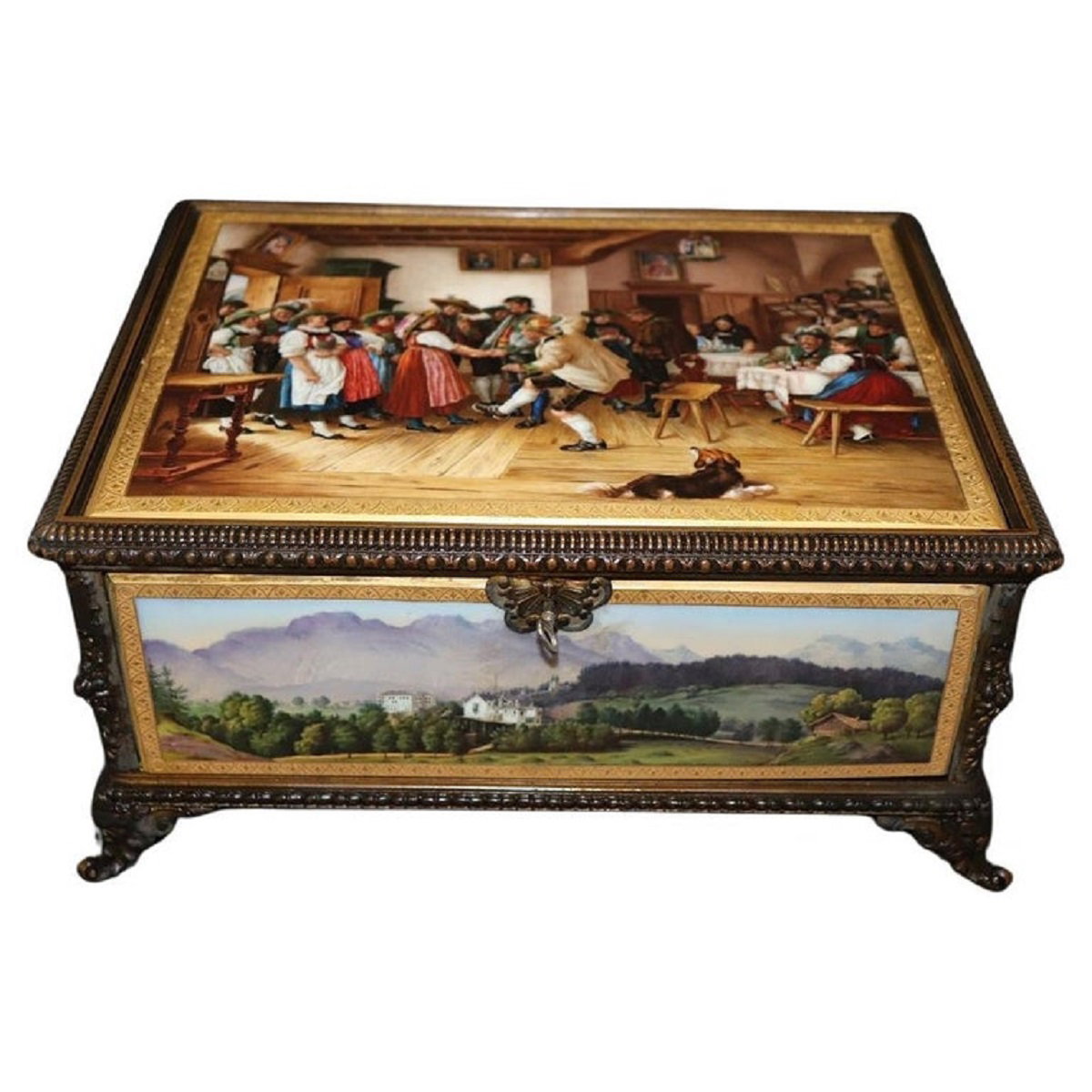 Caja de joyería antigua de porcelana del siglo XIX, Alemania marca KPM. PRECIO NEGOCIABLE
