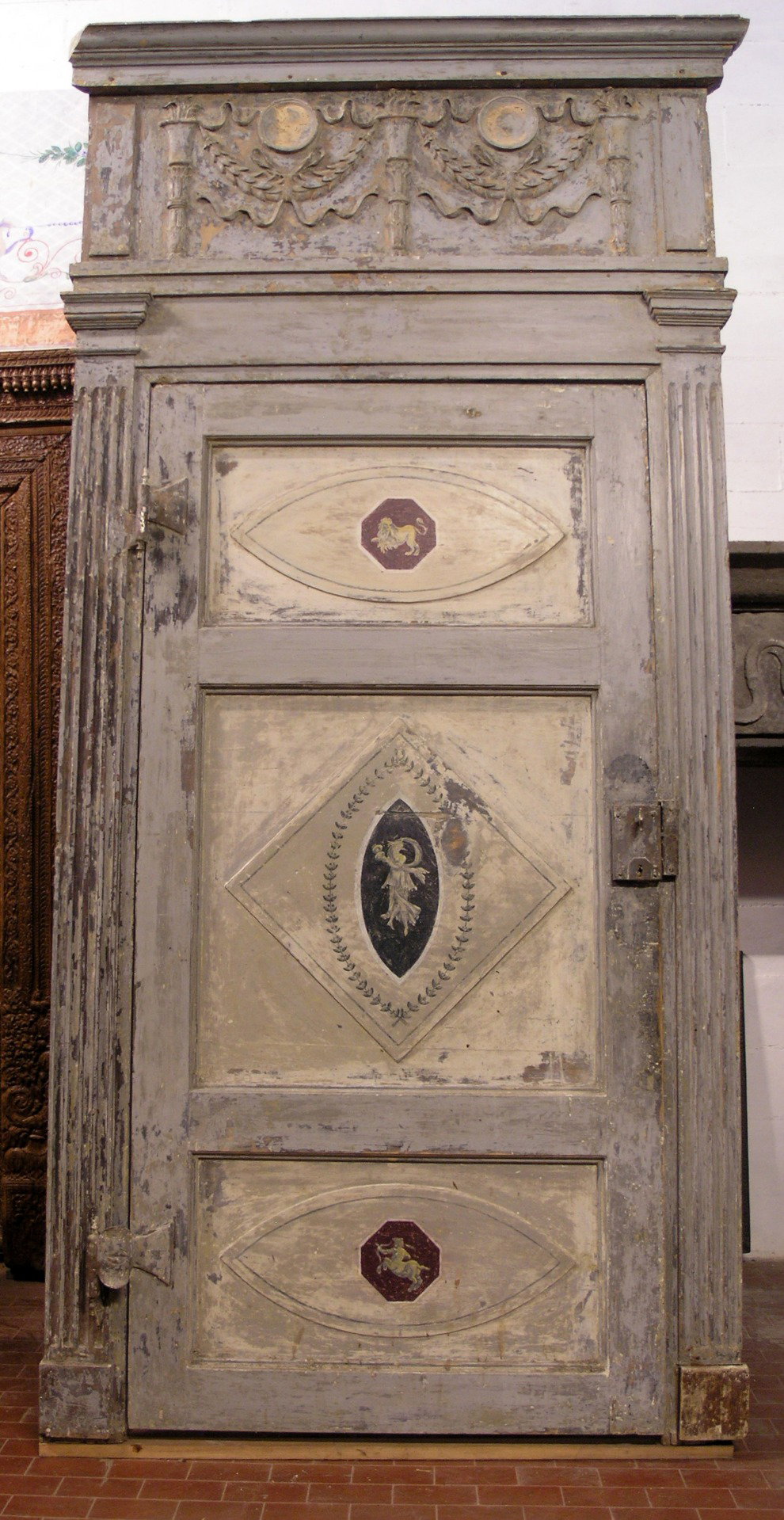 ptl246 porta dipinta, epoca Luigi XVI, mis. max h cm 286 x l cm 135