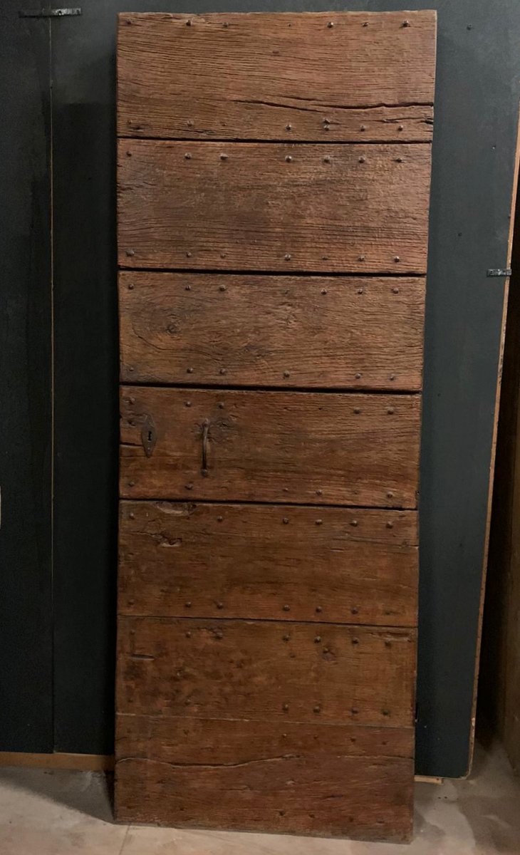 ptcr445 - Rustic walnut door, 19th century, measures cm W 78 x H 212