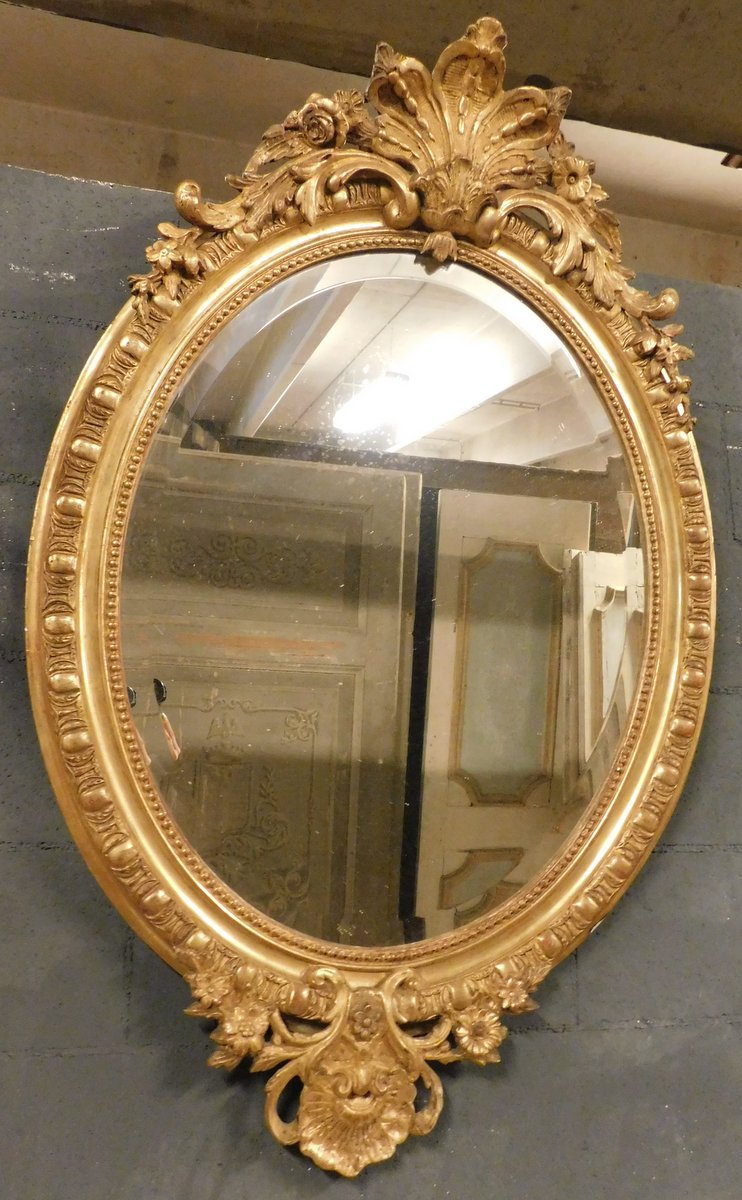 SPECC474 - specchiera in legno dorato, epoca '800, cm L 80 x H 124