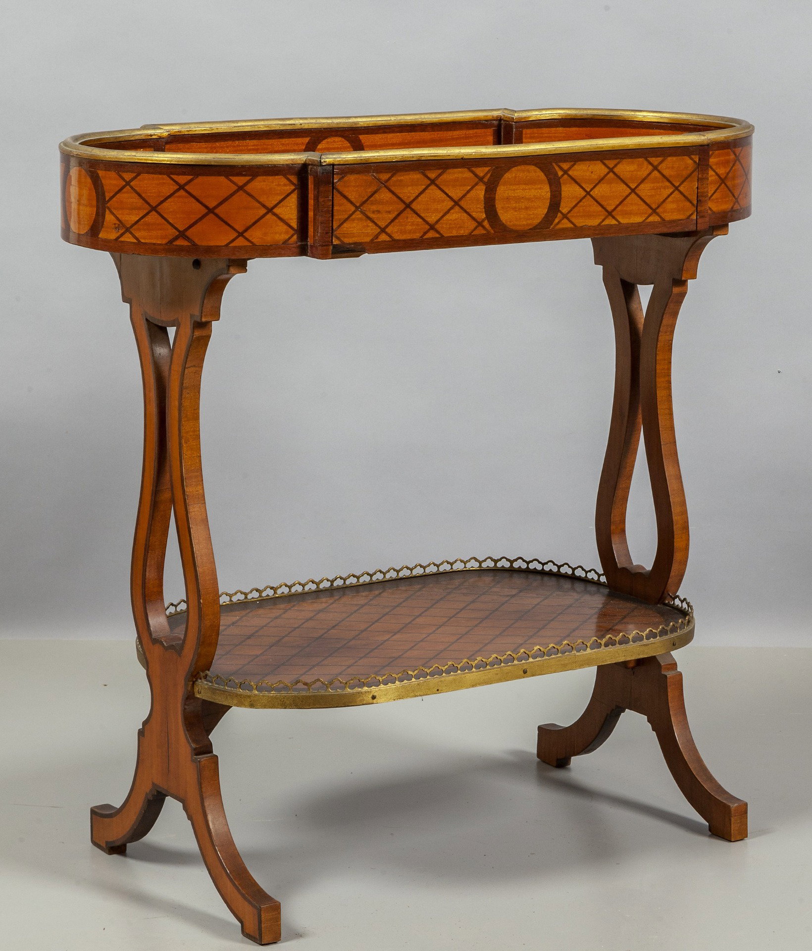 Napoleon III Blumenständer aus Palisander und Rosenholz, Lyra-Beine, Frankreich, 19. Jahrhundert