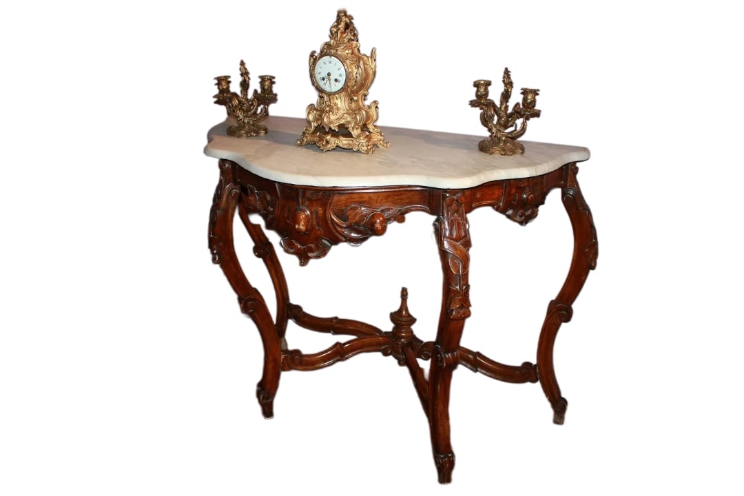 Italienische genuesische Konsole im Louis-Philippe-Stil aus Nussbaumholz aus dem 19. Jahrhundert