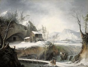 Francesco Foschi (Ancona, 1710 - Rom, 1780) - Verschneite Landschaften mit Wanderern VERKAUFT