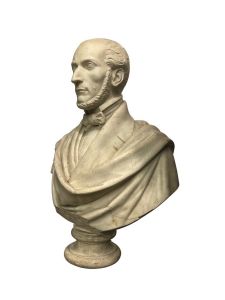 Busto virile in marmo bianco firmato e datato "B. Pollari 1849"