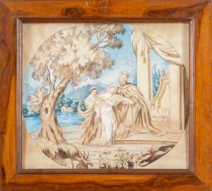 Giovanni David, Scena classica, tempera su carta con cornice lignea e vetro coevo., secolo XVIII