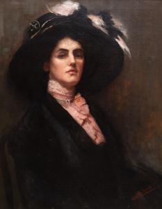 Gwynedd May Hudson, „Viktorianische Eleganz“, Öl auf Leinwand, signiert, frühes 20. Jahrhundert