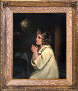 Óleo sobre tela. Menina em oração. Cópia de "O Infante Samuel".